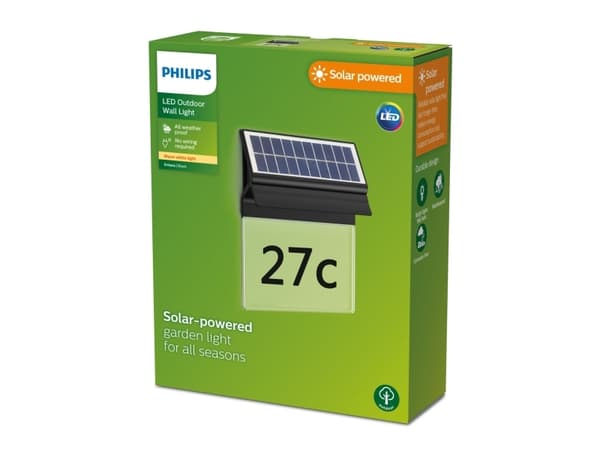 Philips 8720169265462, Vegglys, Sort, Plast, IP44, Fasade, Hage, Terrasse, III