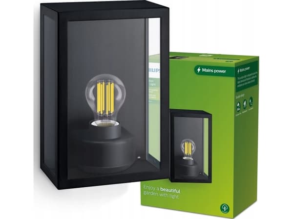 Philips 8720169266414, Väggbelysning för utomhusbruk, Svart, Gjuten aluminium, IP44, Fasad, Trädgård, Terass, I
