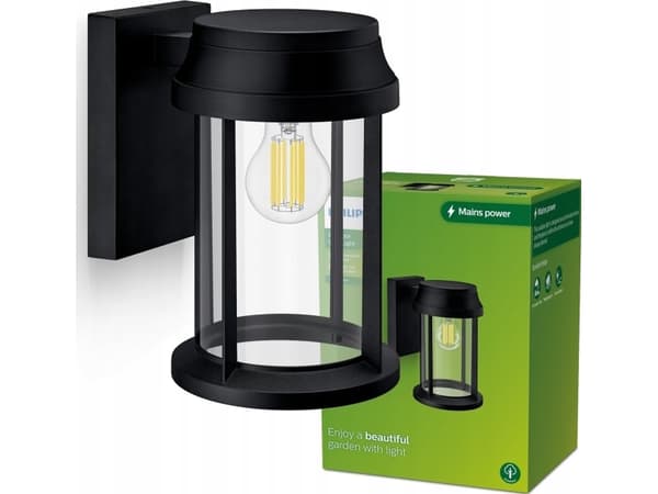 Philips 8720169266391, Väggbelysning för utomhusbruk, Svart, Gjuten aluminium, IP44, Fasad, Trädgård, Terass, I