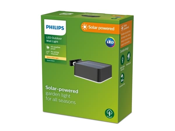 Philips 8720169265660, Väggbelysning för utomhusbruk, Svart, Plast, IP44, Fasad, Trädgård, Terass, III