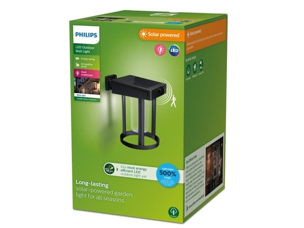 Philips 8720169263932, Väggbelysning för utomhusbruk, Svart, Plast, IP44, Fasad, Trädgård, Terass, III