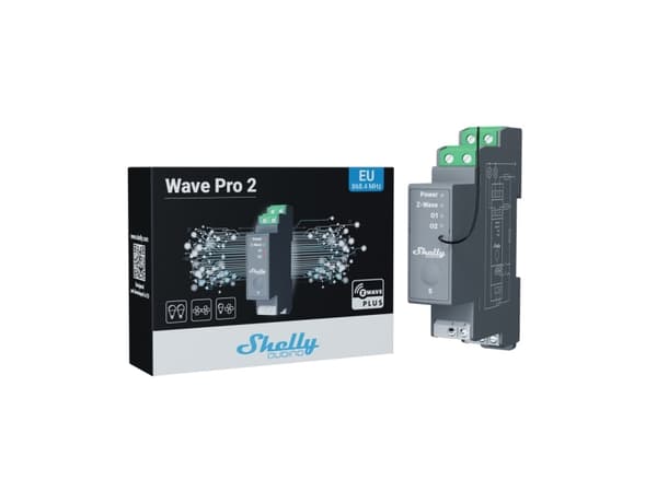 Shelly Qubino Wave Pro 2, puolijohderele, harmaa, 25 mW, 40 m, 2 kanavaa, 0 - 40 m