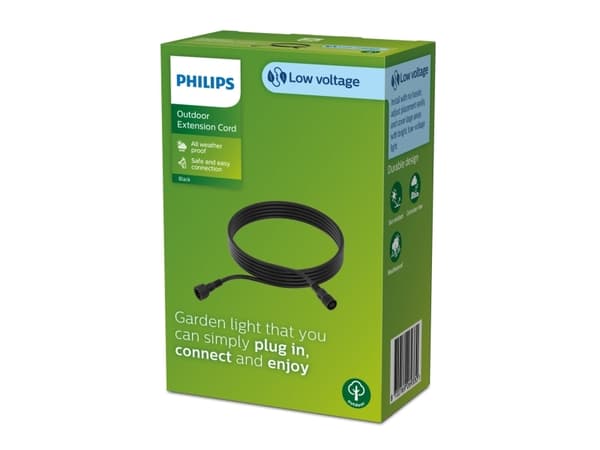 Philips Skjøteledning, 5 m, Skjøteledning, Sort, Philips by Signify, IP67, Tidsriktig, 24 V