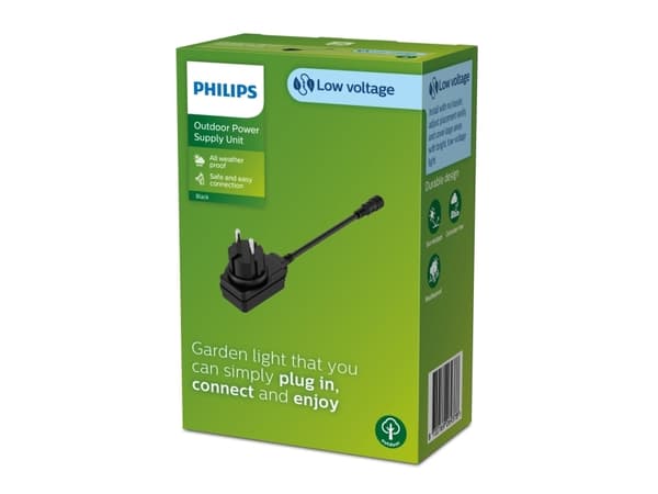 Philips Strømforsyning EU, standardplugg, Strømforsyning, Sort, Plast, Philips by Signify, IP44, Tidsriktig