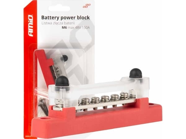 AMiO Plus massedistribusjonsblokksamleskinne m6 12v - 48v 150a amio-03810