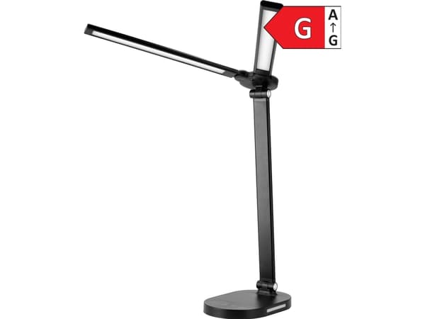 Orno ERGO LED skrivebordslampe, skrivebordslampe med USB-lader, 8W, 400lm, 3000-4000-6000K, lysfargeendring, dimmefunksjon, svart