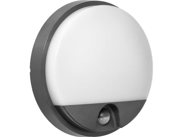 Väggarmatur Orno AGAT LED 10W, trädgårdsarmatur med rörelsesensor 140deg, 800lm, IP54, 4000K, grå