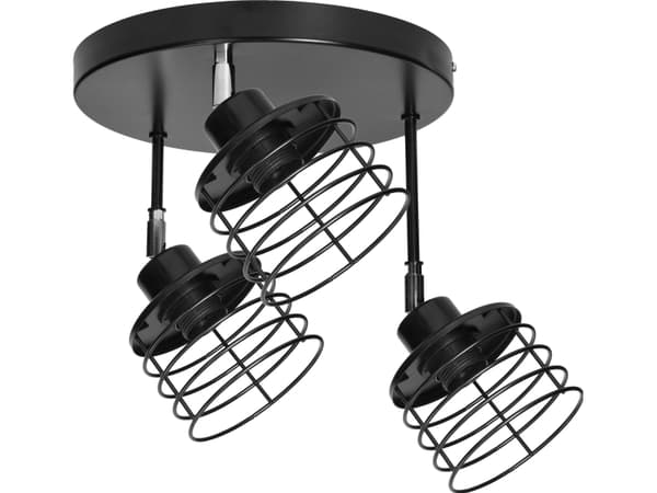 Hengelampe Orno ISLA vegg- og taklampe, effekt maks. 3x60W, E27, svart, rund sokkel, multi-level, bevegelige lampehoder