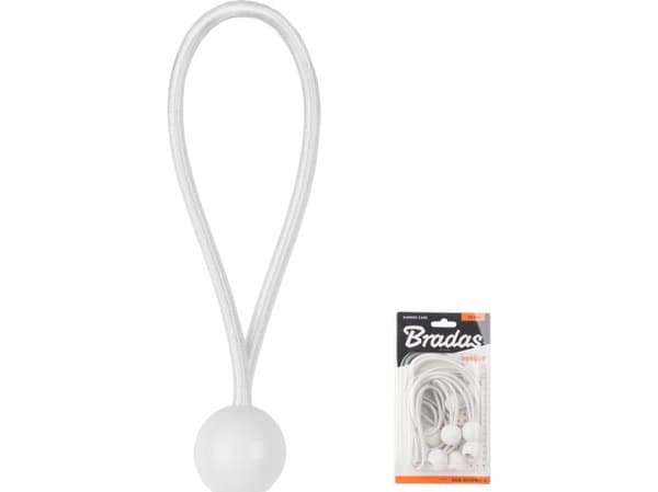 Bradas 10st gummi med boll 10x15cm BUNGEE CORD BALL vit 5358