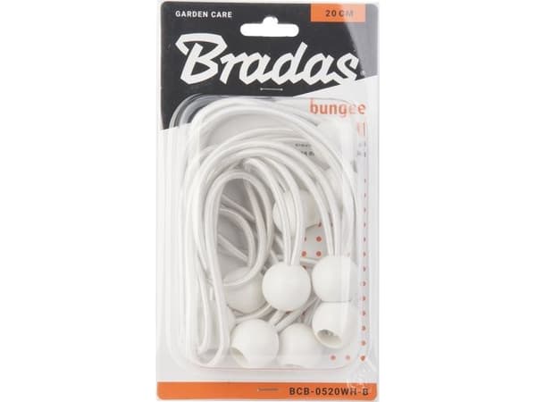 Bradas 10st gummi med boll 10x15cm BUNGEE CORD BALL vit 5358