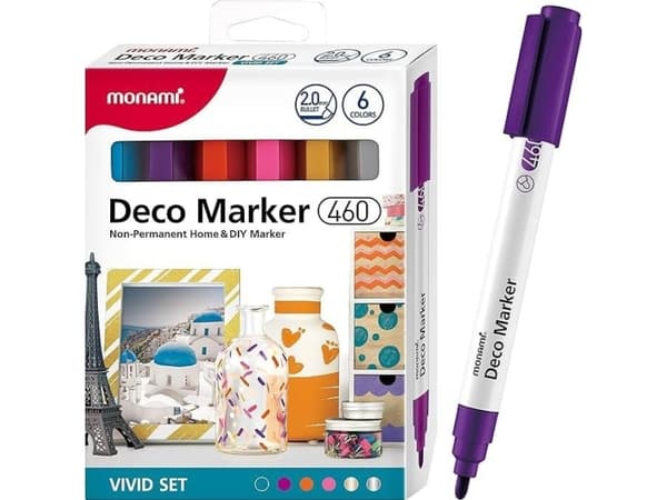 Monami Akryl Dekorativa Dekomarkörer B 460 6 Färger Vivid Monami