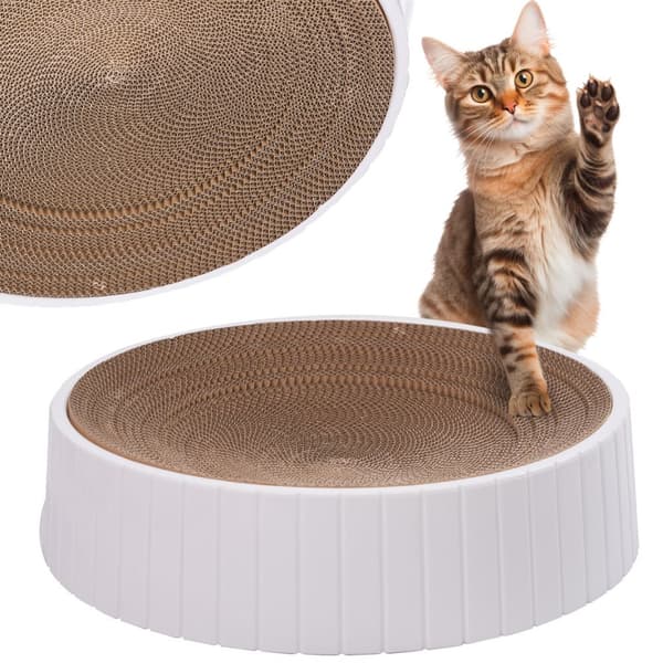 En stor pap kradsestolpe til en kat, til at kradse, et KAT-LIGGENDE legetøj, rundt