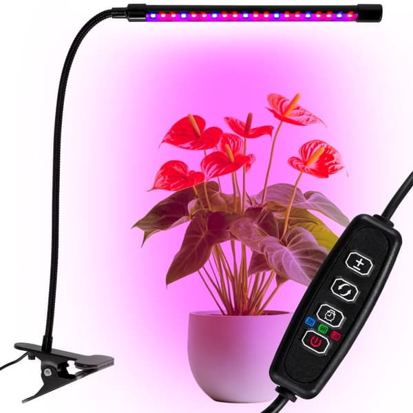 LED växtodlingslampa 20 dioder TIMER 9 W - hemväxtodling utan strömförsörjning