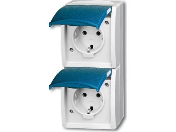 Busch-Jaeger 2084-0-0701, CEE 7/3, 2P+E, Blå, Vit, IP44, 250 V, 16 A