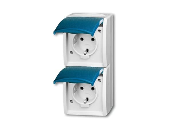 Busch-Jaeger 2084-0-0701, CEE 7/3, 2P+E, Blå, Vit, IP44, 250 V, 16 A