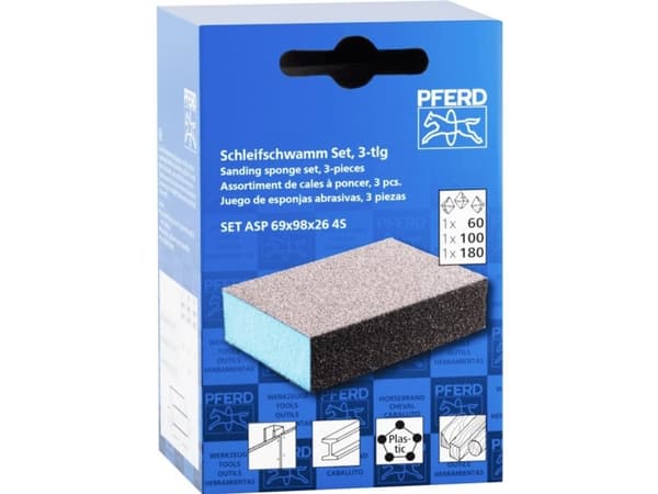 PFERD 44698010 HORSE PFERD vattentät svampsats 69x98x26 mm A60,A100,A180 på fyra sidor för universalbruk 1 st