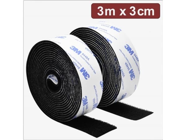 Quadrios 24CA321 Koukku- ja silmukkateippi L x W 3 m 3 cm Musta 3 (24CA321)