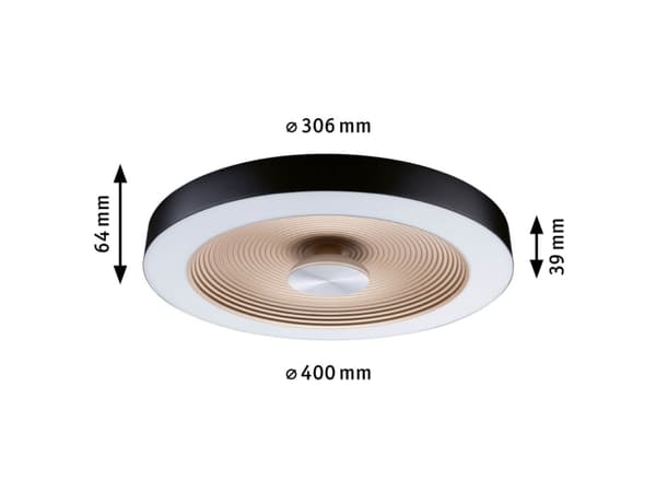 Paulmann Plafoniera VOLEA taklampe 25W DIM 400MM 2900lm 3000K IP44 230V svart / gull / plast