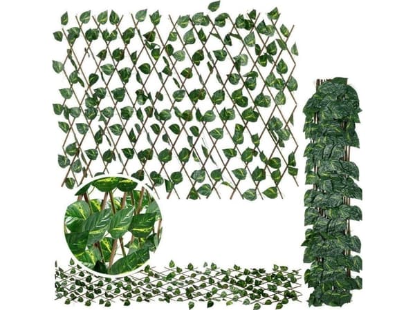ProGarden spaljé galler med konstgjorda blad balkong terrass täcka konstgjorda murgröna växter 180x90 cm