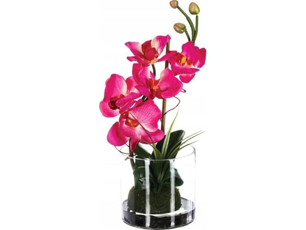 Atmosphera Glasvas med konstgjorda blommor i rosa, en hållbar dekoration för alla interiörer
