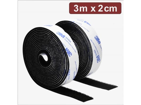 Quadrios 24CA320 Tarranauha tarranauhakiinnitykseen Staattinen tarranauha (P x L) 3 m x 2 cm Musta 3 m