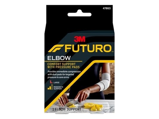 3M FUTURO 47863, Kyynärpää (ruumiinosa), Tuki, L, Nailon, Polyesteri, Silikoni, Elastaani, Harmaa, Urheilullinen
