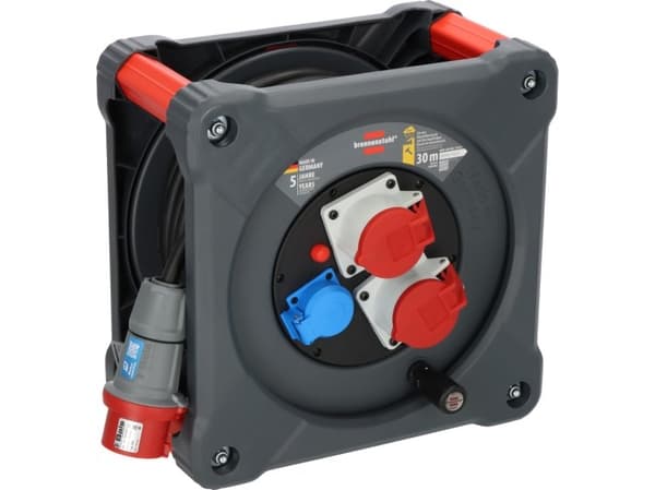 Brennenstuhl 9222300120, Svart, Blå, Röd, Plast, 3 AC-utgångar, CEE, Typ E/F, Rak, 30 m