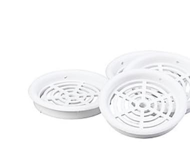 Duka skabsrist type 61.1 - PVC, Hvid, Ø43 mm, Pakket i pose á 4 stk.