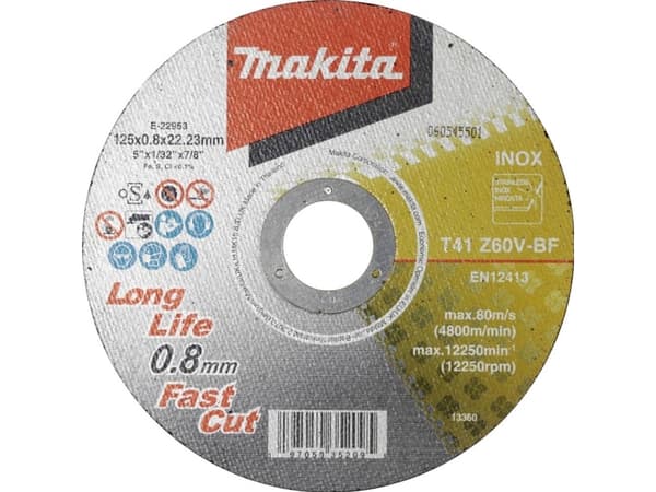 Makita E-22953-12 Kapskiva 125X0,8mm, Z60V-BF, Inox (12V st.)