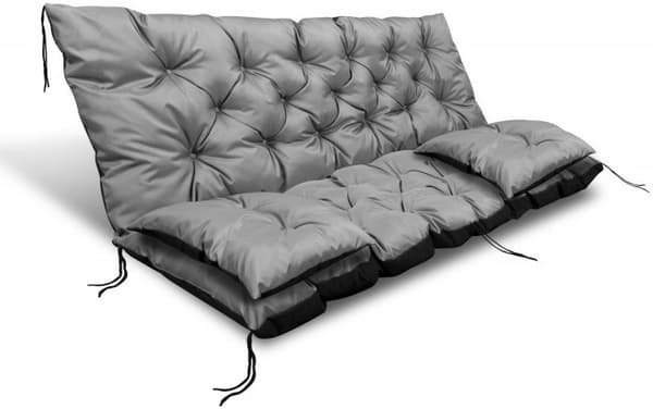 Puutarhatyyny 100x60x50 cm + 2 tyynyä keinupenkille vedenpitävä harmaa