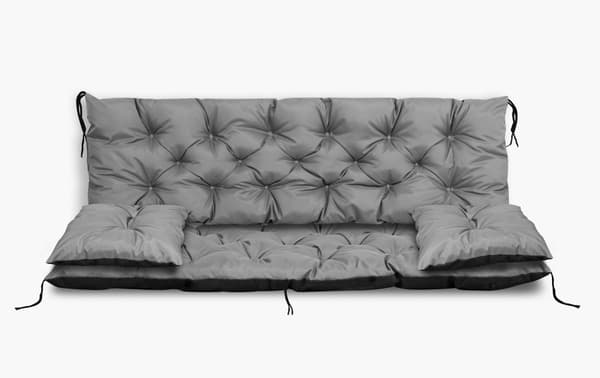 Trädgårdskudde 180x60x50 cm + 2 dynor för gungbänk vattentät grå