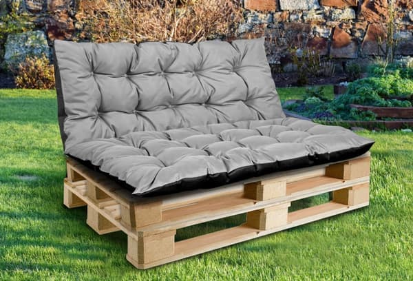 Havepude 120x40 cm til pallebænk vandtæt grå