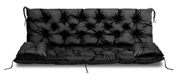 Puutarhatyyny 150x60x50 cm + 2 tyynyä keinupenkille vedenpitävä musta