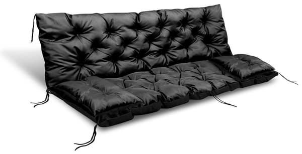Puutarhatyyny 150x60x50 cm + 2 tyynyä keinupenkille vedenpitävä musta