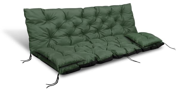 Trädgårdskudde 180x60x50 cm + 2 dynor för svängbänk vattentät grön