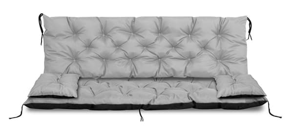 Havepude 100x60x50 cm + 2 hynder til gyngebænk vandtæt lysegrå