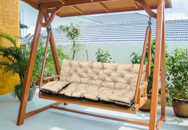 Puutarhatyyny 120x60x50 cm + 2 tyynyä keinupenkille vedenpitävä beige