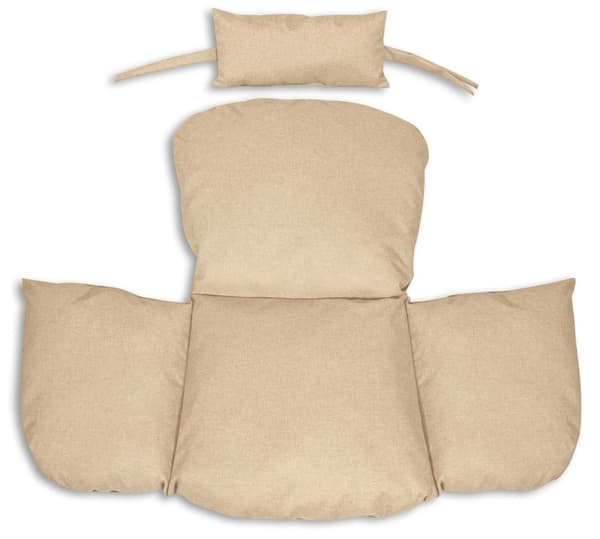 Havepude 112x113 cm til hængestol storkerede vandtæt beige