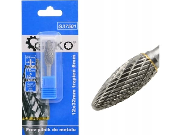 Geko Fresefil for metall fra wolframkarbid 12x32mm skaft 6mm (200)