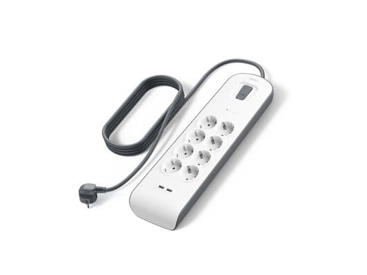 Belkin ylijännitesuojapistorasia 900J, 8 Schuko pistorasiaa, 2x USB-A, 2m, 2m