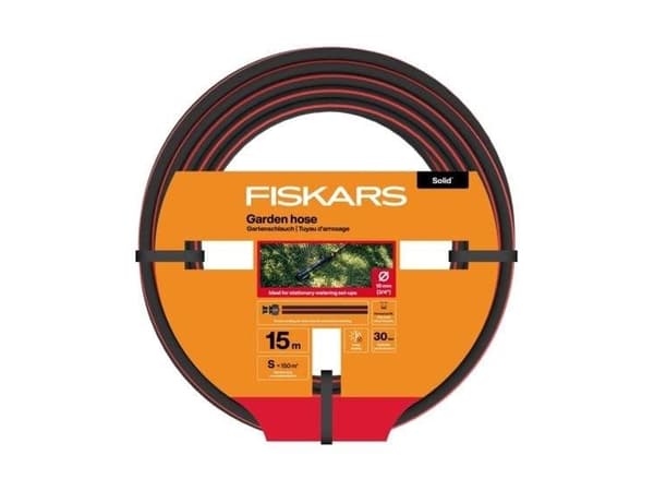 FISKARS Hageslange 19 mm 3/4" 15 m Solid for vanning av plengress