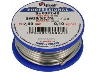 Cynel Fluksattu metalli CYNEL Sn60Pb40 SW26 2.00mm 100g 100g