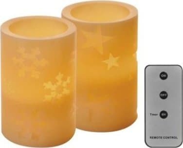 Joulukoriste "2 kynttilää", 2 x 3Vdc (2x2 x AA), 2 x 1 LED, meripihkanvalkoinen, sis. ajastin, ohjain ja kaukosäädin, EMOS