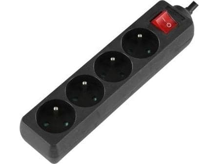 LOGON LPS130, 5 m, Black, 4 AC outlet(s), 1 pc(s), Polybag