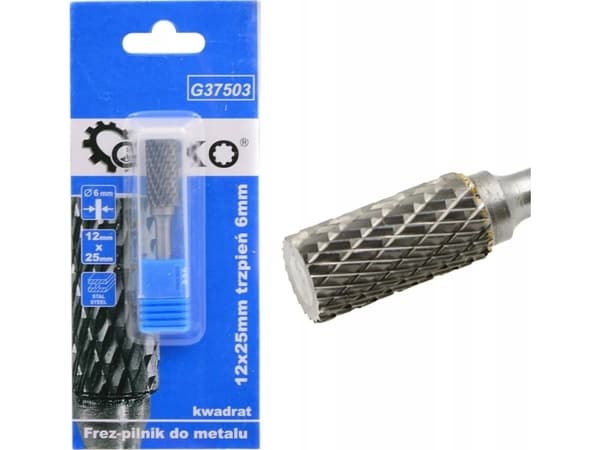 Geko Frez metallfil av wolframkarbid 12x25mm trzpień 6mm (firkantet) (200)