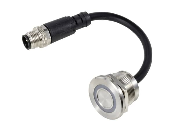 TRU COMPONENTS TC-12835300 TC-TS22A10YSSG12M12 MALE CONNECTOR Sensorknap 24 V 0.5 A 1 x Off/(On) Tastende Grøn (Ø) 25 mm IP65 1 stk