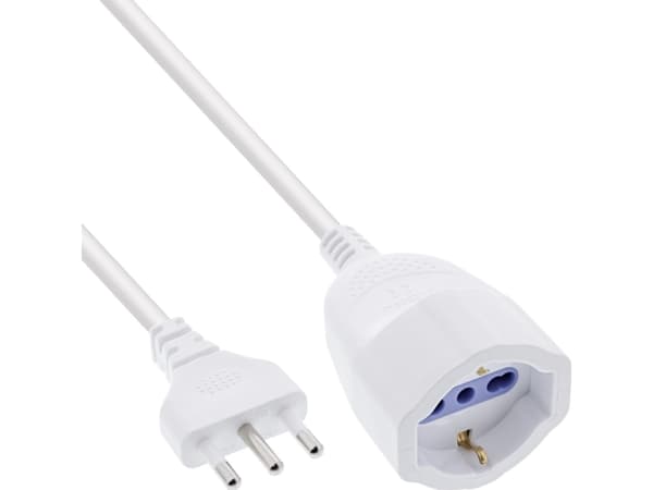 InLine 16402I, 2 m, Indoor, Type F, Type L, White, 1 AC outlet(s)