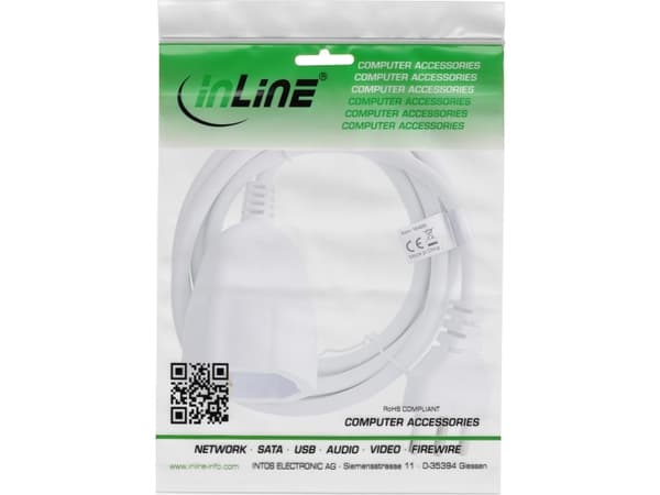 InLine 16402I, 2 m, Indoor, Type F, Type L, White, 1 AC outlet(s)