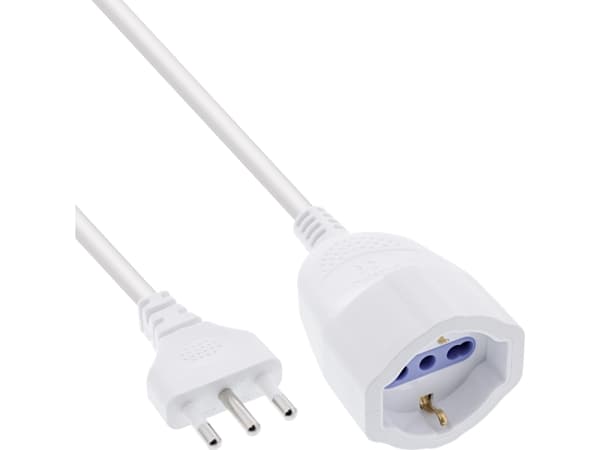 InLine 16402I, 2 m, Indoor, Type F, Type L, White, 1 AC outlet(s)