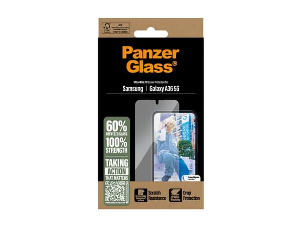 PanzerGlass - Skärmskydd för mobiltelefon - ultrabred passning - glas - för Samsung Galaxy A36
